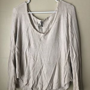 Cream waffle textured shirt.